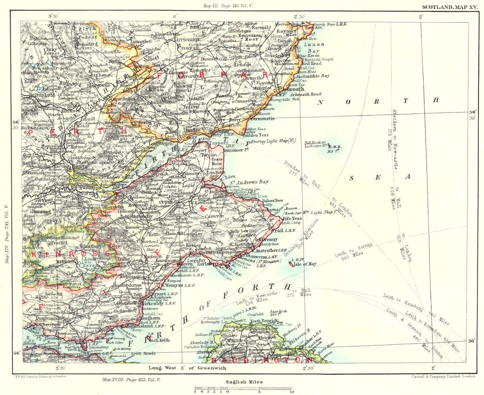 FIRTHS OF FORTH & TAY.Fife Perth Kinross Dundee Angus Forfar Carnoustie 1893 map